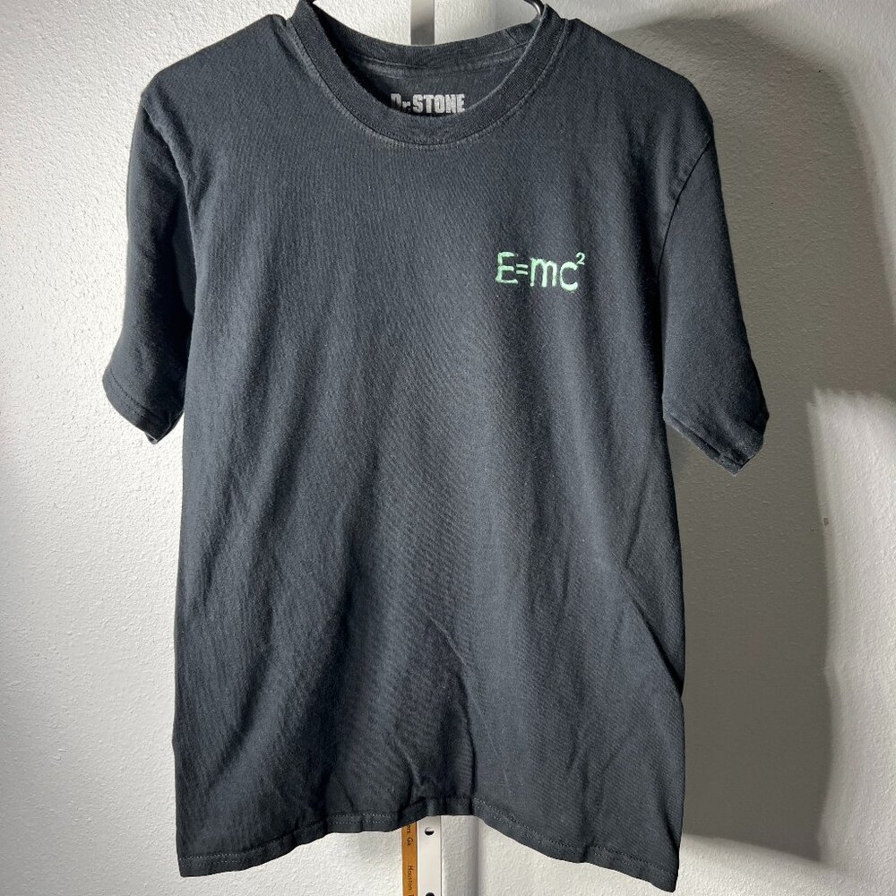 Dr. Stone Black Cotton Graphic Print Tee T-shirt Featuring Senku Ishigami SZ Med